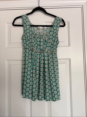 Max Studio Teal and Cream Floral Print Dress